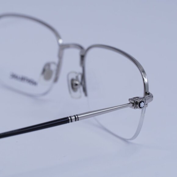 Montblanc MB0131O 001 Eyeglasses Silver/Black 52mm Rectangle Frame - Picture 6 of 11